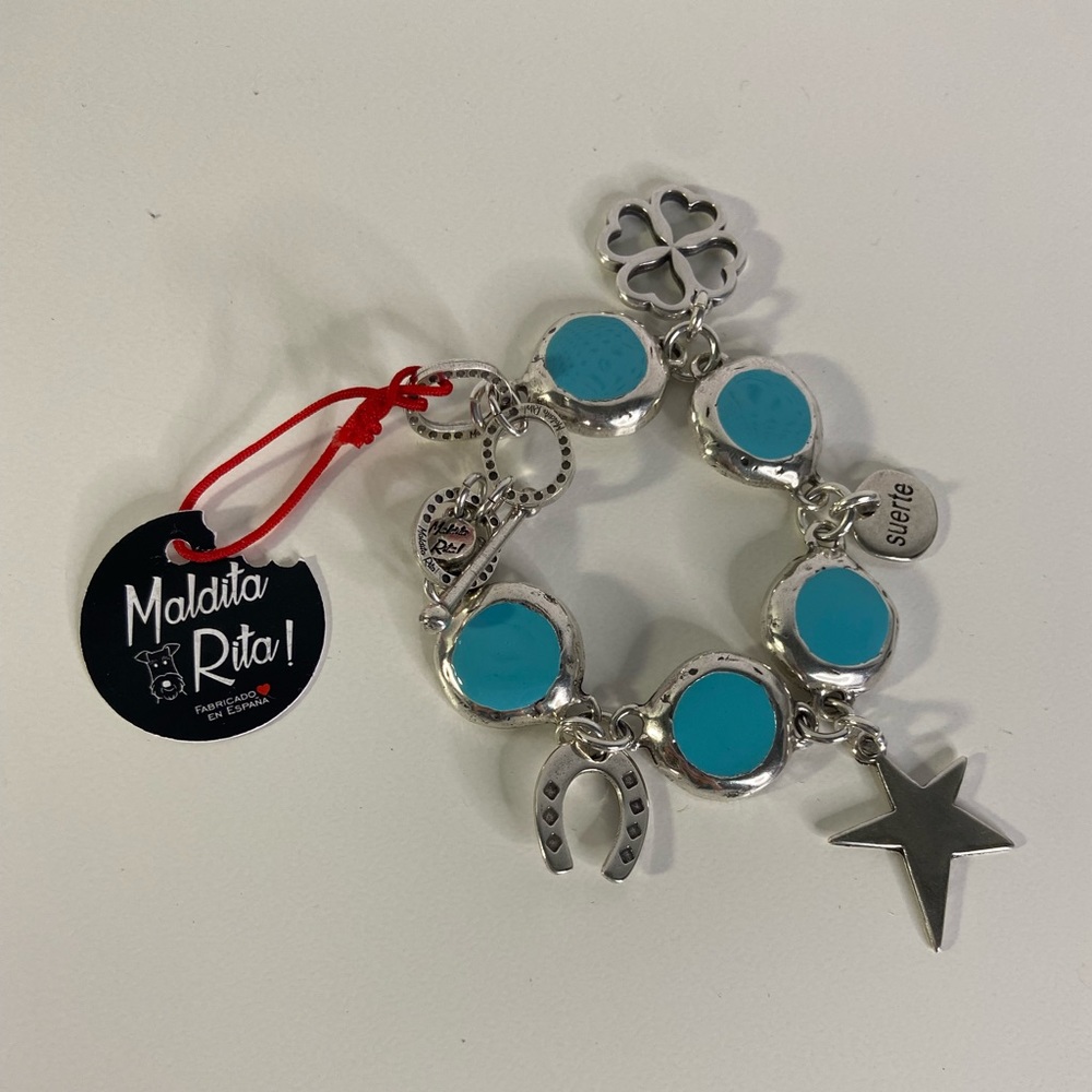 Maldita Rita Bracelet with blue and silver color charms